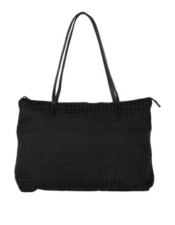 Zucca Zip Tote, Canvas, Black, 32028BH023019, 2*